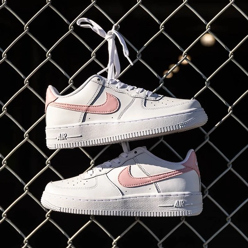Nike Air Force 1 Low Athletic Shoe - Big Kid White / Medium Soft Pink
