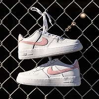Nike Air Force 1 Low Athletic Shoe - Big Kid White / Medium Soft Pink