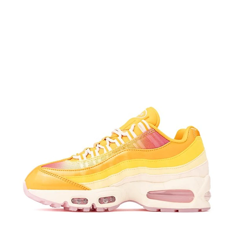 Womens Nike Air Max 95 Big Bubble Dawn of Light Athletic Shoe - University Gold / Coconut Milk / Pink Foam