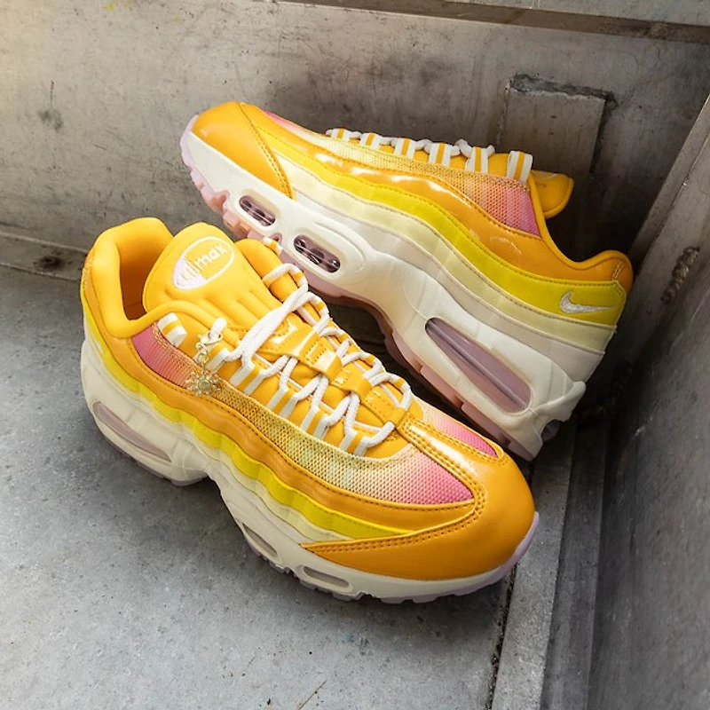 Womens Nike Air Max 95 Big Bubble Athletic Shoe - University Gold / Coconut Milk Pink Foam