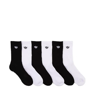 adidas Originals Trefoil 2.0 Crew Socks 6 Pack - Big Kid - White / Black