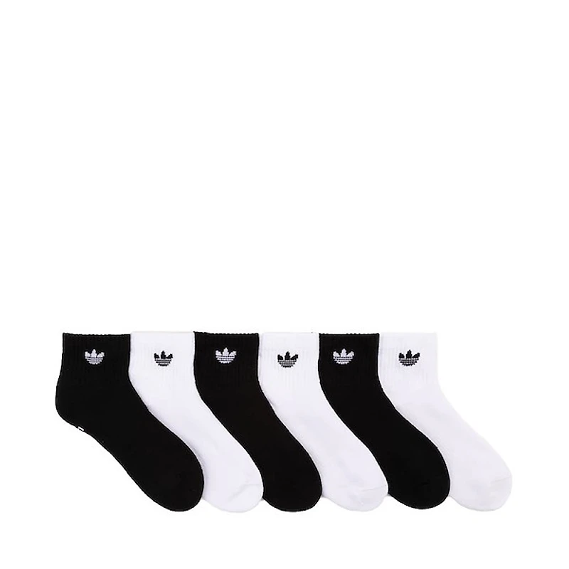 adidas Originals Trefoil 2.0 Quarter Socks 6 Pack - Big Kid - White / Black