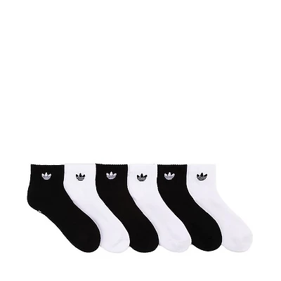 adidas Originals Trefoil 2.0 Quarter Socks 6 Pack - Big Kid - White / Black