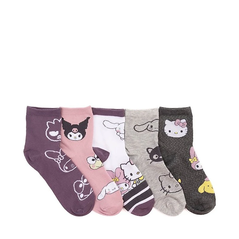 Womens Hello Kitty® & Friends Quarter Socks 5 Pack - Multicolor