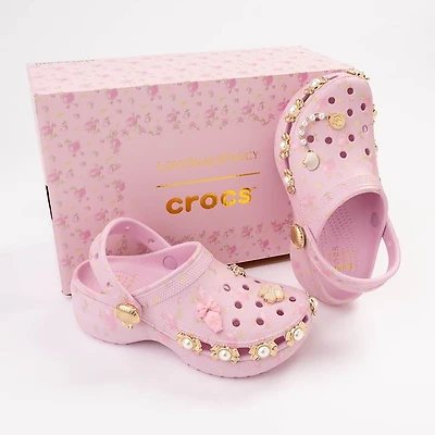 Womens LoveShackFancy x Crocs Classic Platform Clog - Ballerina Pink