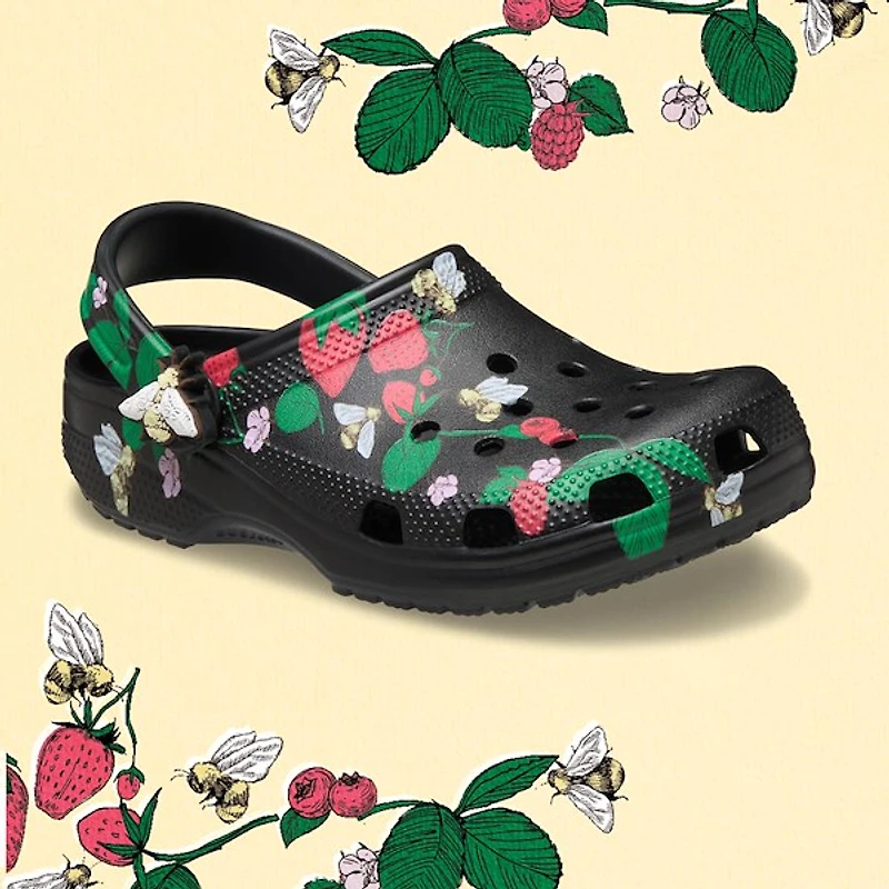 Crocs Classic Berries & Bees Clog - Black