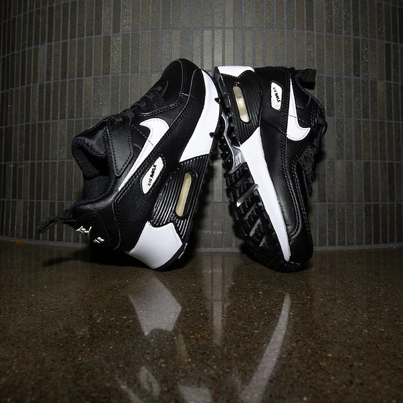 Nike Air Max 90 EasyOn Athletic Shoe - Little Kid - Black / White