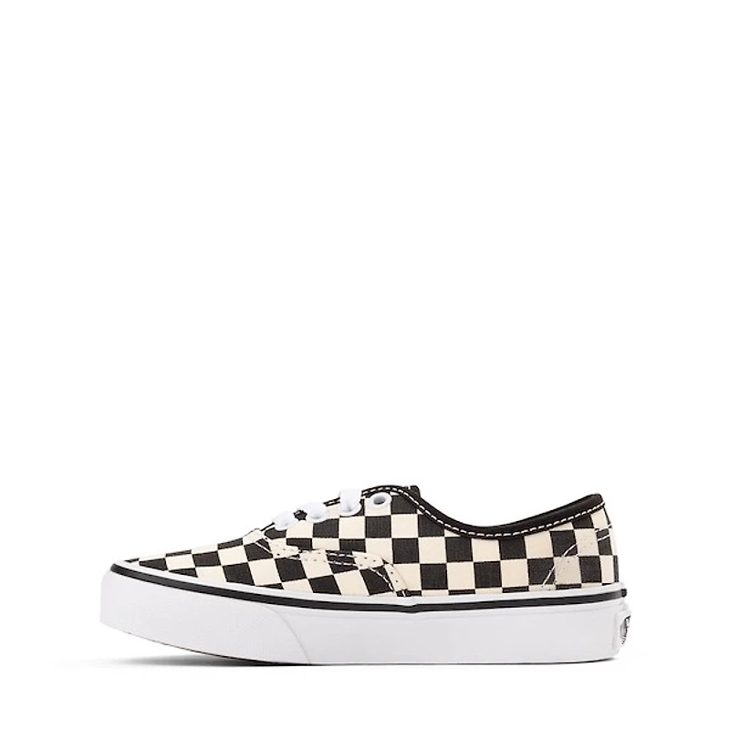 Vans Authentic Checkerboard Skate Shoe - Big Kid Black / True White