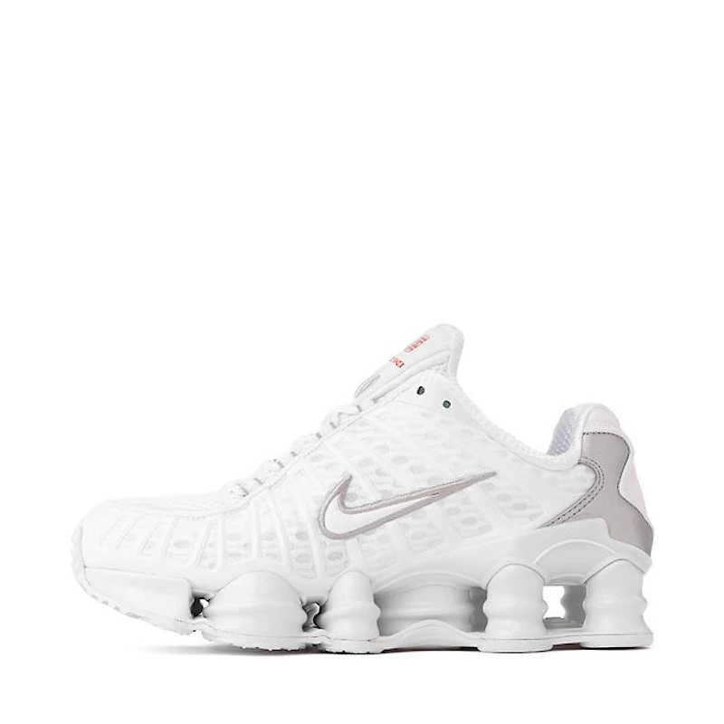 Womens Nike Shox TL Athletic Shoe - White / Metallic Silver Max Orange