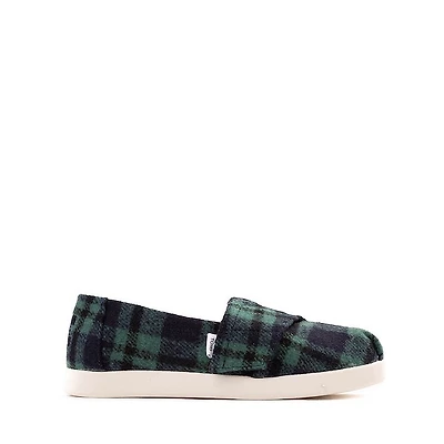 TOMS Alpargata Classic Slip-On Casual Shoe - Little Kid / Big Navy Plaid