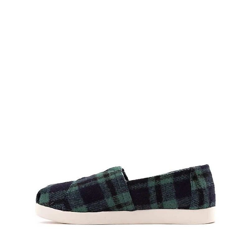 TOMS Alpargata Classic Slip-On Casual Shoe - Little Kid / Big Navy Plaid