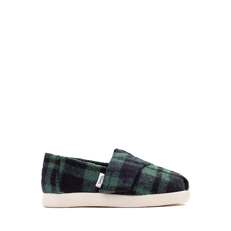 TOMS Alpargata Classic Slip-On Casual Shoe - Baby / Toddler Little Kid Navy Plaid