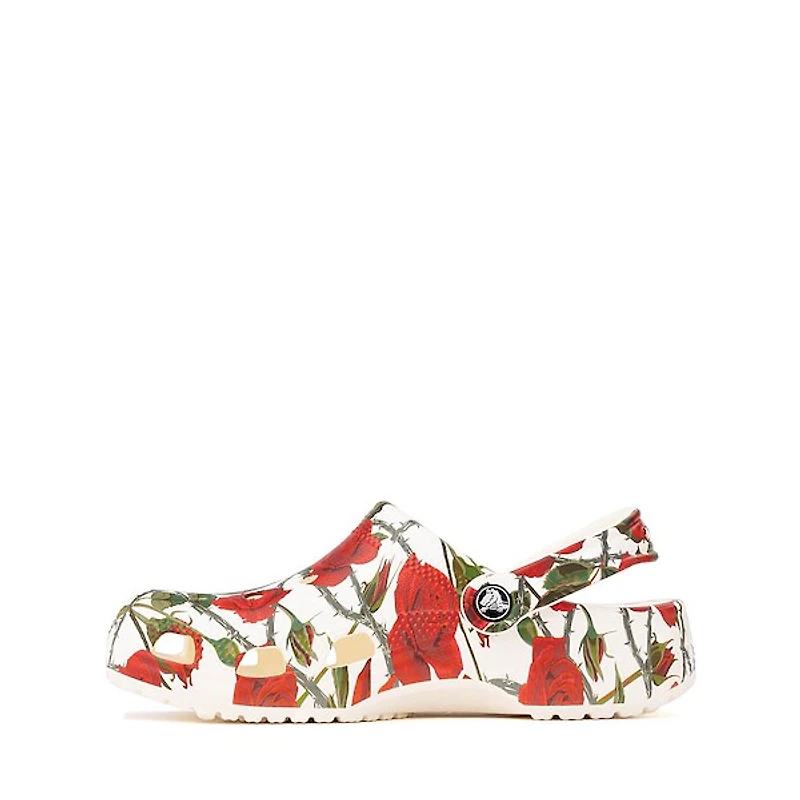 Crocs Classic Rebellious Rose And Thorns Clog - Chalk