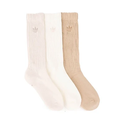 adidas Originals Scrunch Crew Socks 3 Pack - Pink Wave / Off White / Stone Khaki