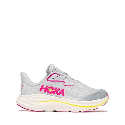 HOKA Clifton 10 Athletic Shoe - Big Kid Overcast / Neon Dragonfruit