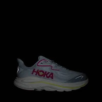 HOKA Clifton 10 Athletic Shoe - Big Kid Overcast / Neon Dragonfruit