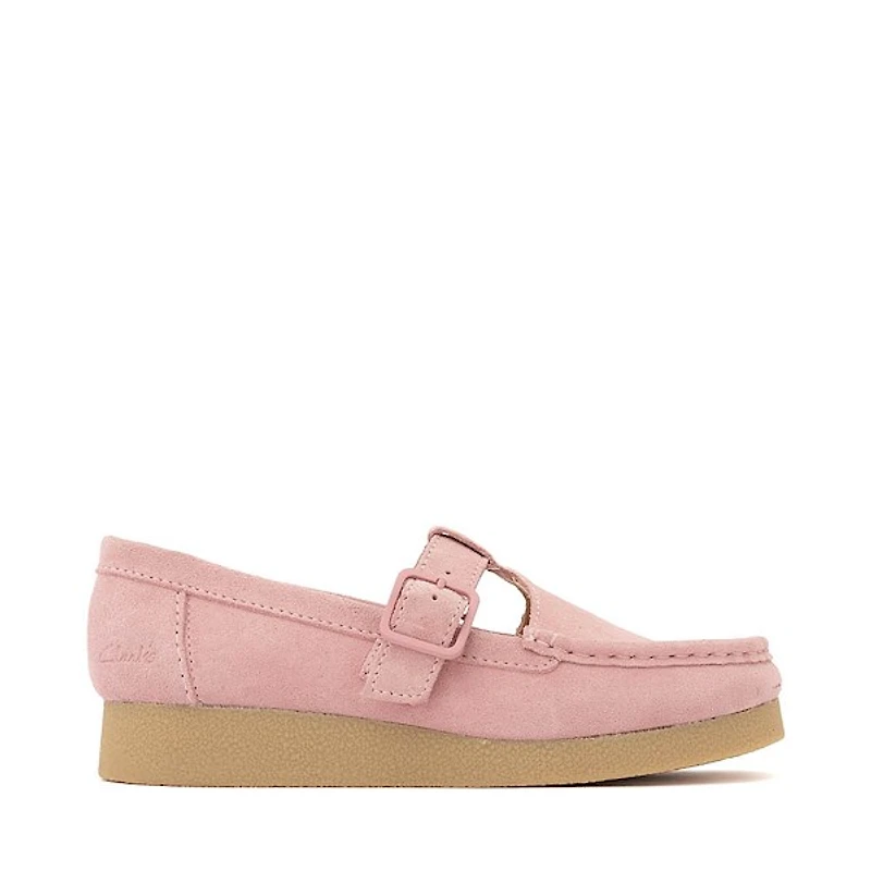 Womens Clarks Wallabee Evo T-Bar Mocassin - Dusty Pink