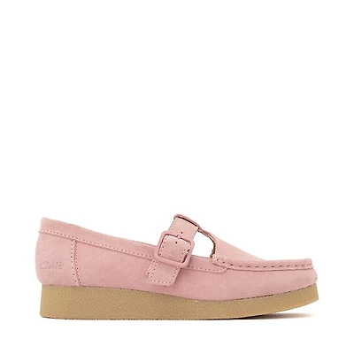 Womens Clarks Wallabee Evo T-Bar Mocassin - Dusty Pink