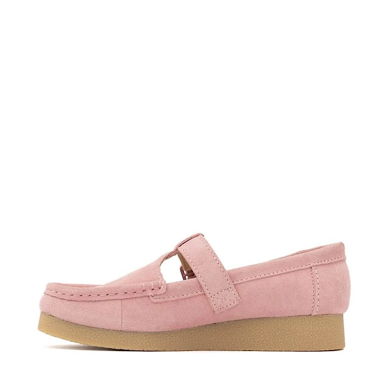 Womens Clarks Wallabee Evo T-Bar Mocassin - Dusty Pink