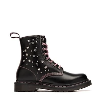 Womens Dr. Martens 1460 Pascal Hearts + Stars 8 Eye Boot - Black