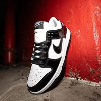Womens Nike Dunk Low SE Athletic Shoe - White / Black / White / Metallic Silver