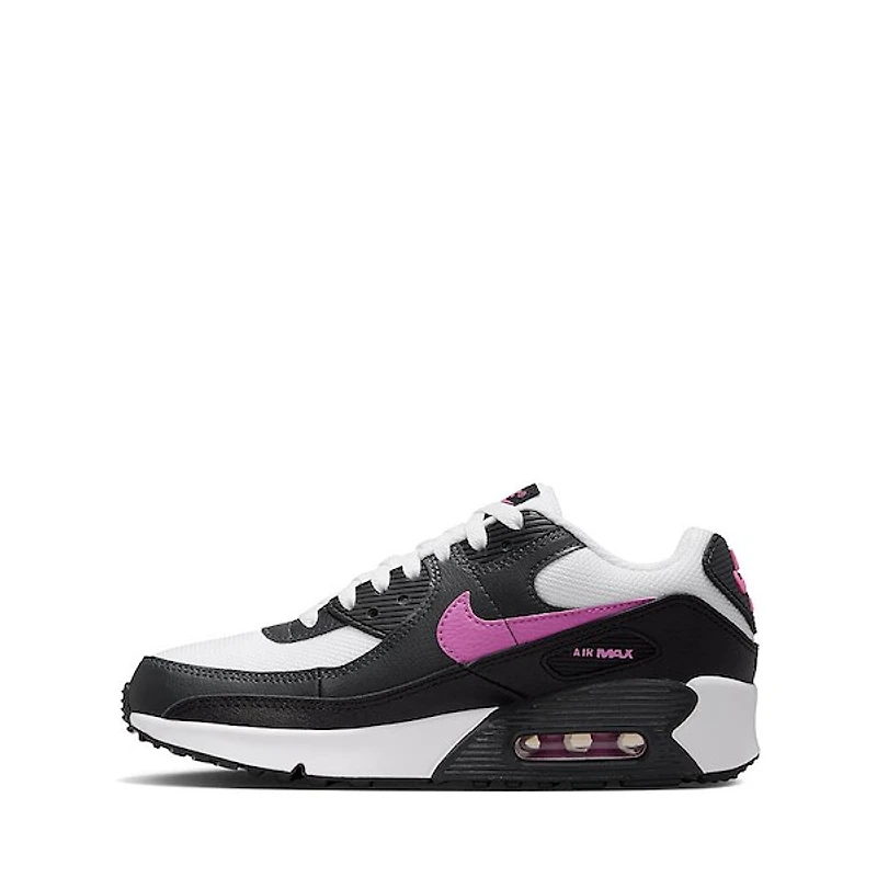 Nike Air Max 90 Athletic Shoe - Big Kid White / Playful Pink Black Anthracite