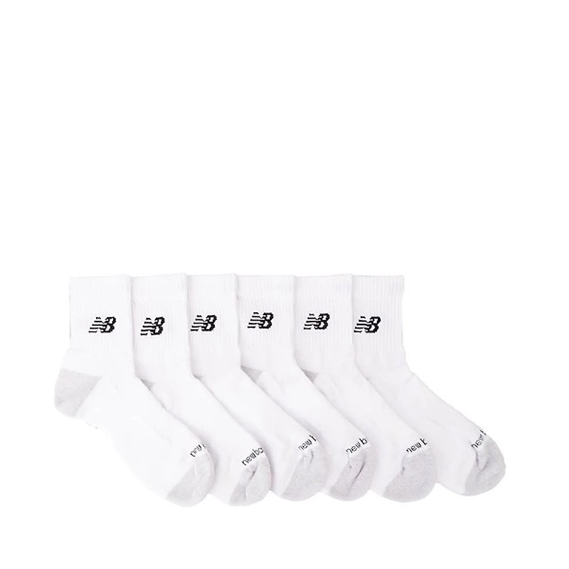 New Balance Cushion Quarter Socks 6 Pack - White / Black