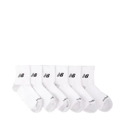 New Balance Cushion Quarter Socks 6 Pack - White / Black