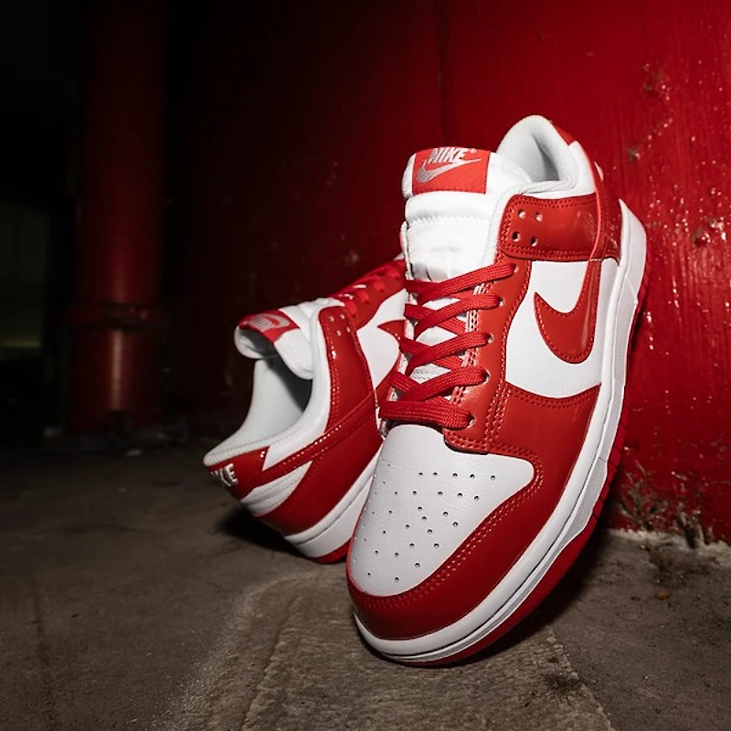 Womens Nike Dunk Low SE Athletic Shoe - White / University Red / White