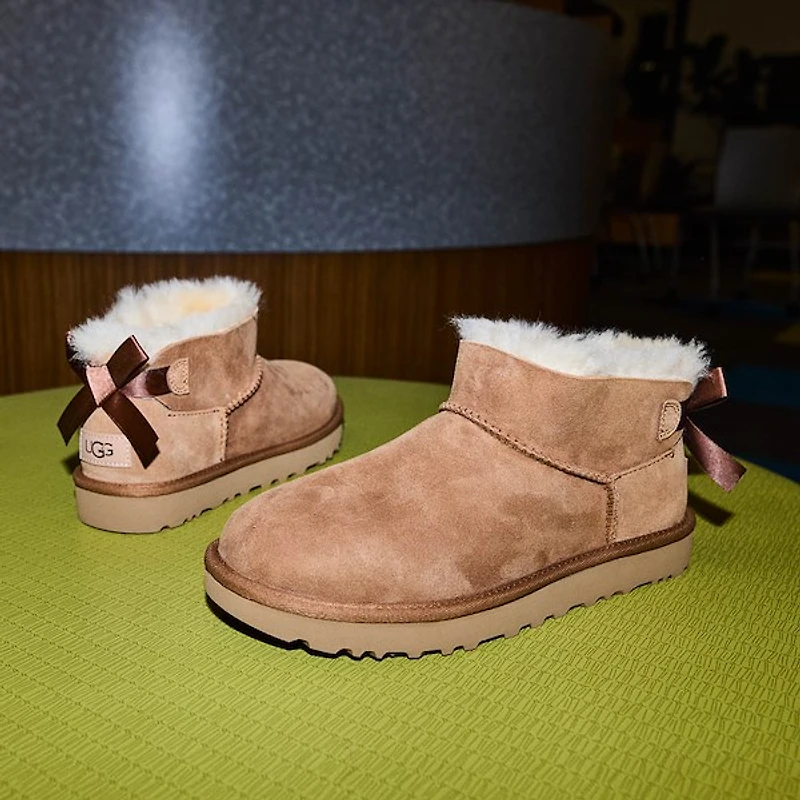 Womens UGG® Ultra Mini Bailey Bow Boot - Chestnut