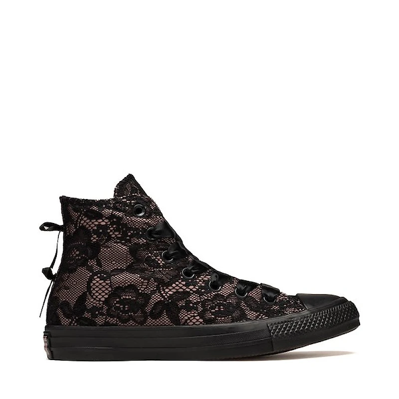 Converse Chuck Taylor All Star High-Top Lace Overlay Sneaker - Black / Petal Pit