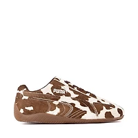 Womens PUMA Speedcat Cow Print - Chocolate Brown / Warm White