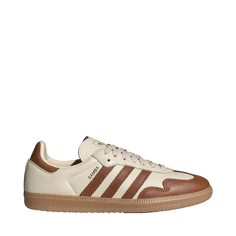 Womens adidas Samba OG Athletic Shoe - Wonder White / Dusky Bronze Gold Metallic