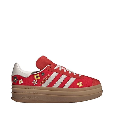 Womens adidas x Liberty London Gazelle Bold Athletic Shoe - Better Scarlet / Off White EQT Yellow