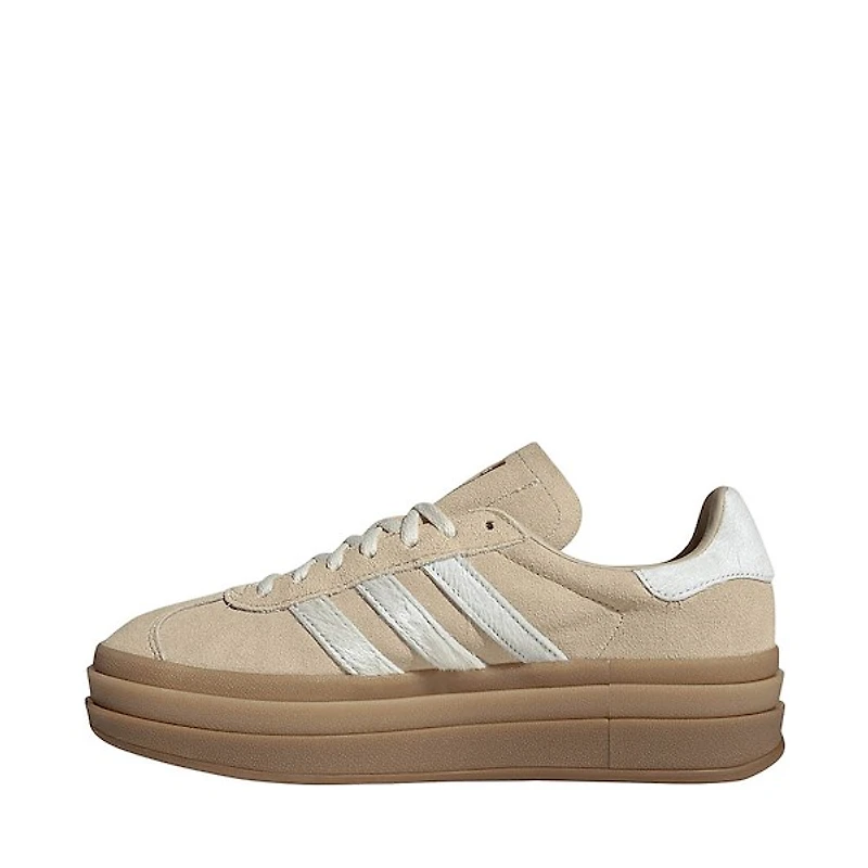Womens adidas Gazelle Bold Athletic Shoe - Stone Khaki / Cream White Gold Metallic
