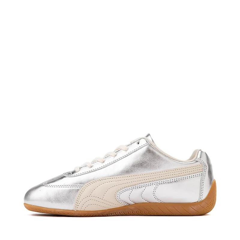 Womens PUMA Speedcat Metallic Athletic Shoe - Silver / Alpine Snow Gum