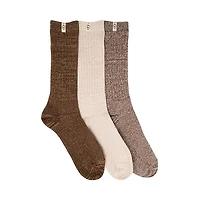 Womens UGG® Rib Knit Slouchy Crew Socks 3 Pack - Burnt Cedar / Moonlight / Coffee Grounds