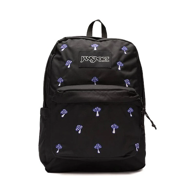 JanSport SuperBreak Plus Backpack - Embroidered Shrooms Black