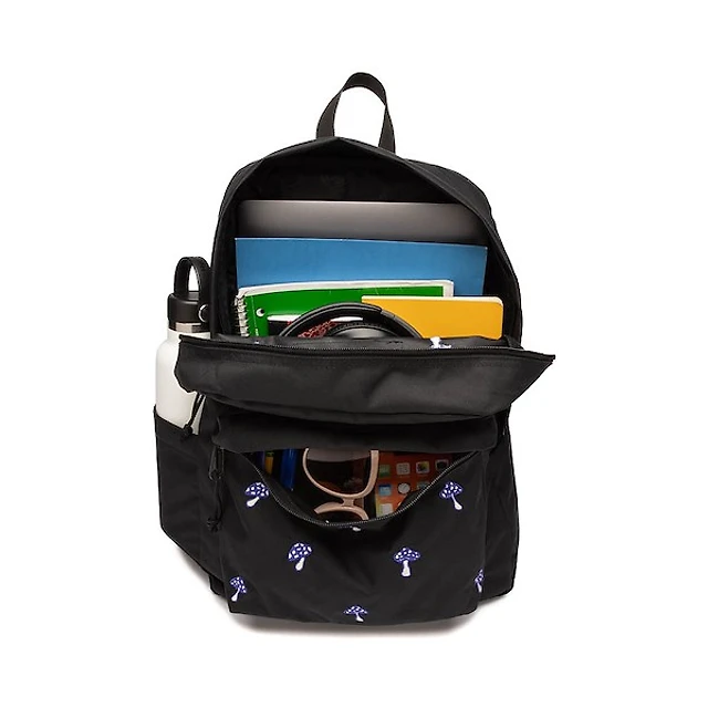 JanSport SuperBreak Plus Backpack - Embroidered Shrooms Black