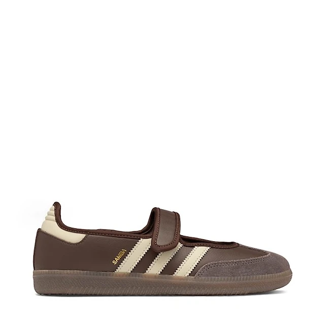 Womens adidas Samba Jane Athletic Shoe - Brown / Putty Grey Gold Metallic