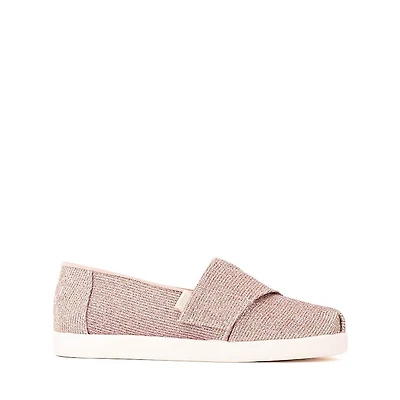 TOMS Alpargata Classic Glitter Slip-On Casual Shoe - Little Kid / Big Rose