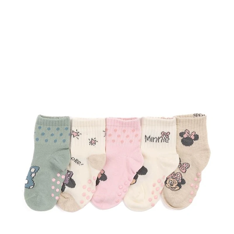Disney Minnie Mouse Gripper Crew Socks 5 Pack - Toddler - Multicolor