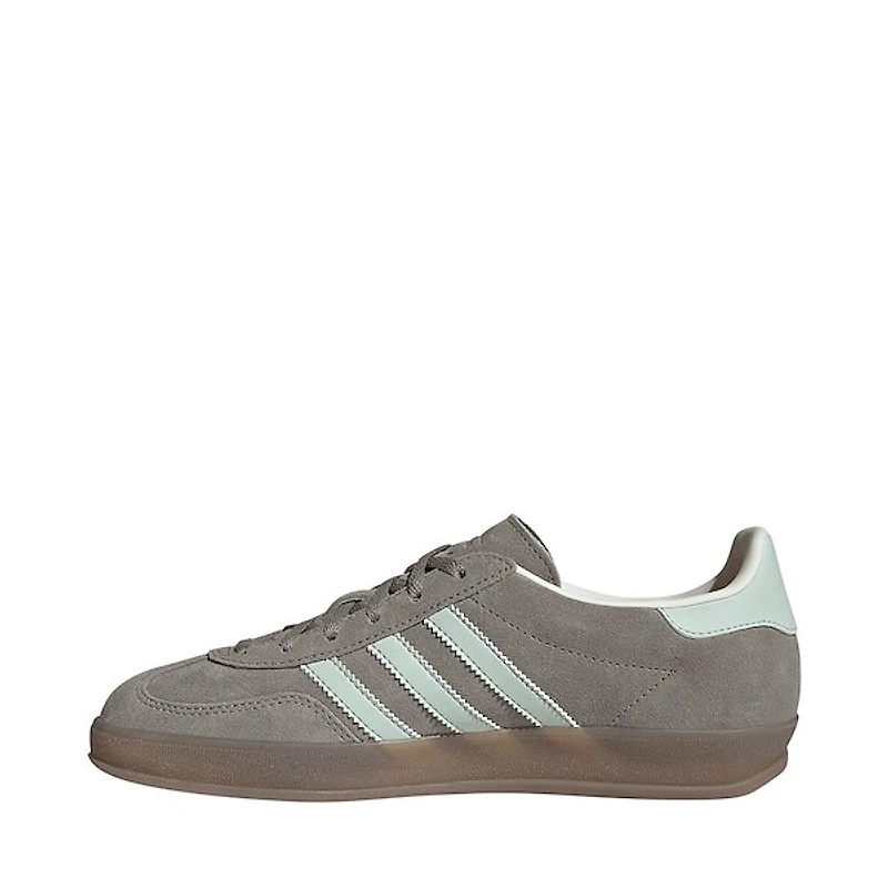 Womens adidas Gazelle Indoor Athletic Shoe - Silver Pebble / Linen Green Gum