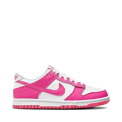 Nike Dunk Low Athletic Shoe - Big Kid - White / Pink / Laser Fuchsia