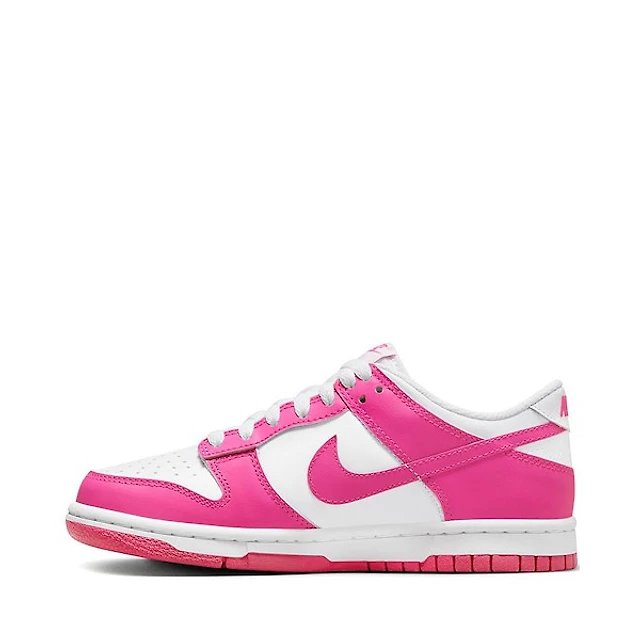 Nike Dunk Low Athletic Shoe - Big Kid - White / Pink / Laser Fuchsia
