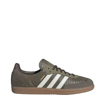 Mens adidas Samba OG Snake Suede Athletic Shoe - Focus Olive / Off White Gum