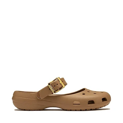 Womens Crocs Classic Metallic Buckle Ballet Flat - Sepia / Gold