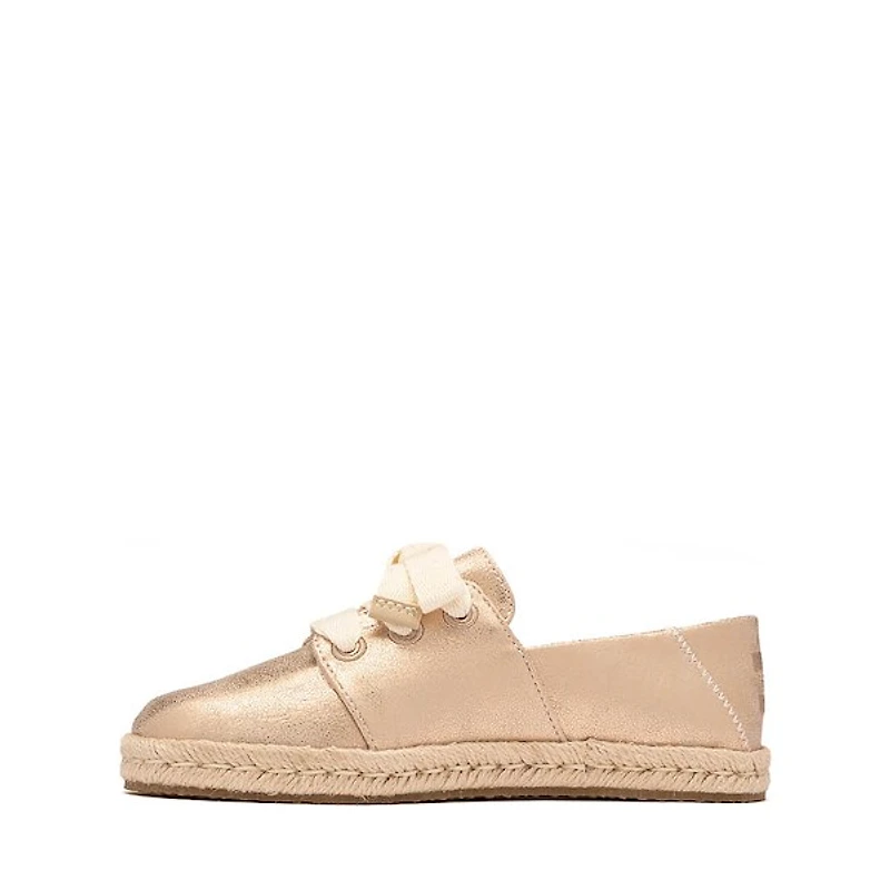 TOMS Carolina Lace-Up Espadrille - Little Kid / Big Seashell Metallic