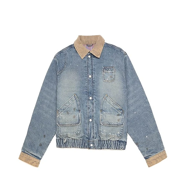 VANSZA Denim Hunting Jacket - Light Stonewash Blue