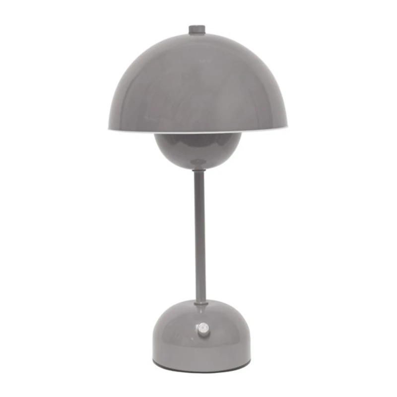 Gray Metal Mushroom Cordless Touch Lamp